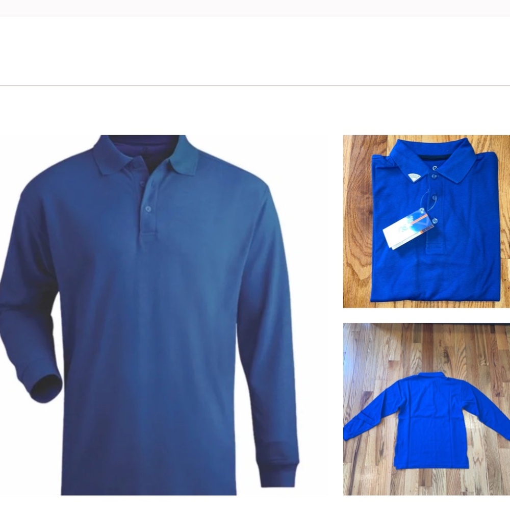 NEW Men's 100% Cotton Long Sleeve Polo Shirt BLUE  XS  XSMALL